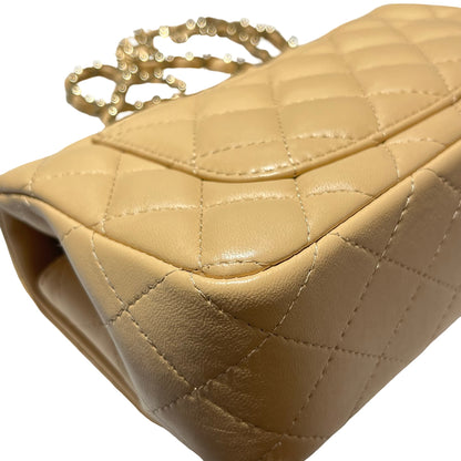 Used CHANEL MINI FLAP 20 CM Mini Bag Beige PHW