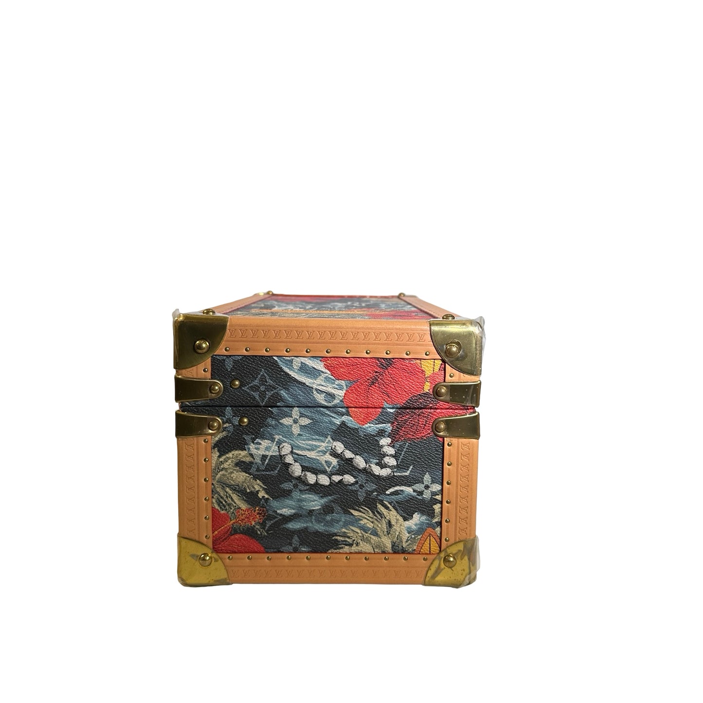 Used LOUIS VUITTON Calfskin Leather Monogram Box Box Blue Brown GHW