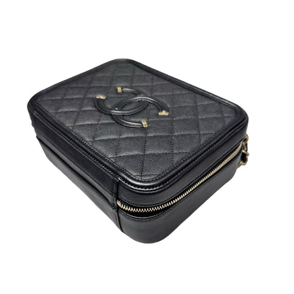 Used Chanel Vanity Case Chain Shoulder Bag Black GHW