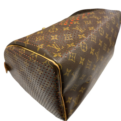 Used LOUIS VUITTON Monogram Perforated Speedy 30 Handbag Brown Fuchsia