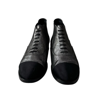 Used CHANEL Short Boots Shoes Silver Black Shoes