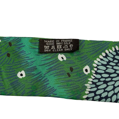 Used HERMES Silk Twilly Twilly Green Blue