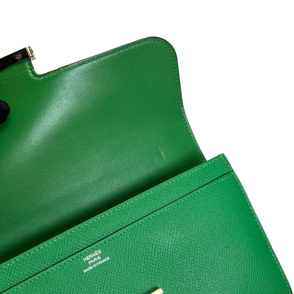 Used HERMES Epsom Calfskin Constance Long wallet Green Silver