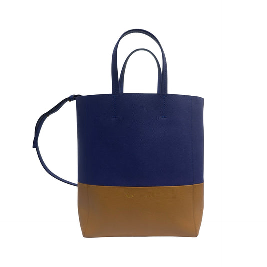 Used CELINE Bi-color Vertical Cabas Tote Bag Blue Brown