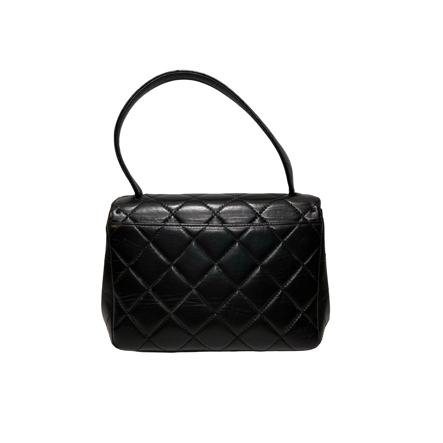 Used CHANEL Lambskin Leather Vintage Shoulder Shoulder Bag Black GHW