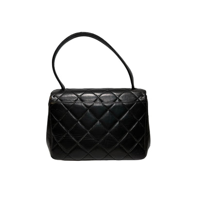Used CHANEL Lambskin Leather Vintage Shoulder Shoulder Bag Black GHW