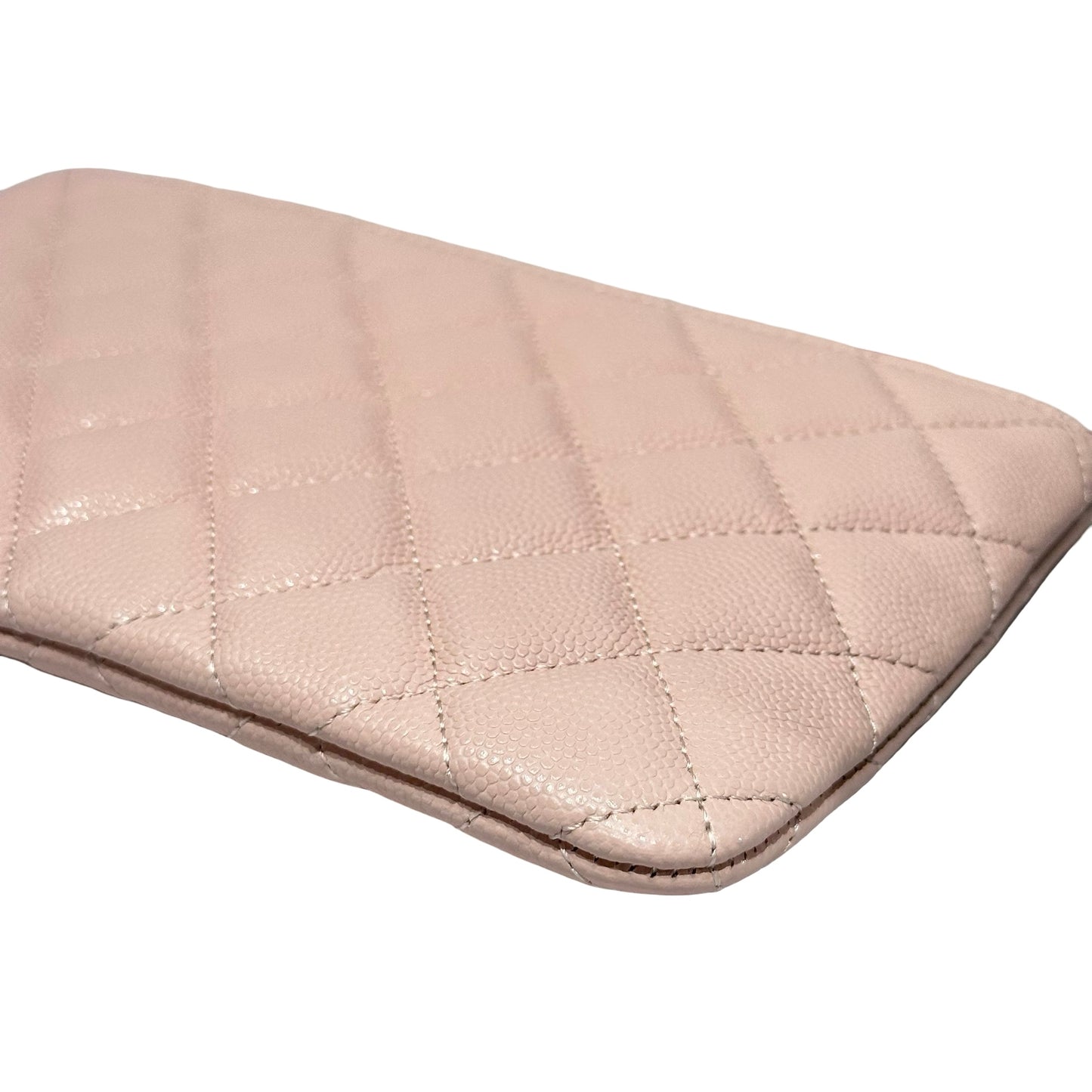 New CHANEL Calfskin Leather Card Case GHW Light Pink
