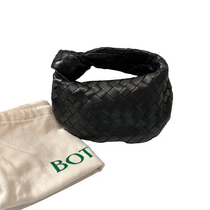 Used BOTTEGA VENETA Calfskin Leather Mini Jodie Pouch Bag Black