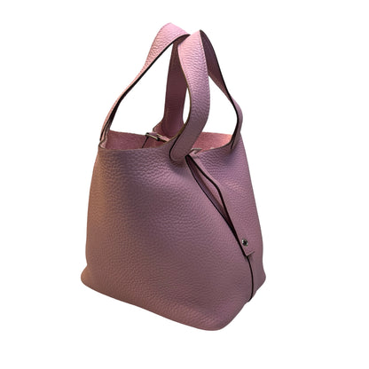 Used HERMES Leather Picotin Bucket Bag Pink