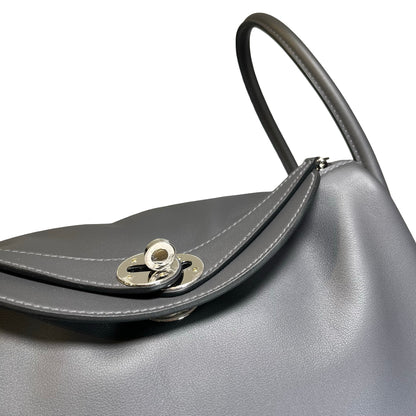 Used HERMES Clemence Lindy 26 Shoulder Bag Gris Etain PHW