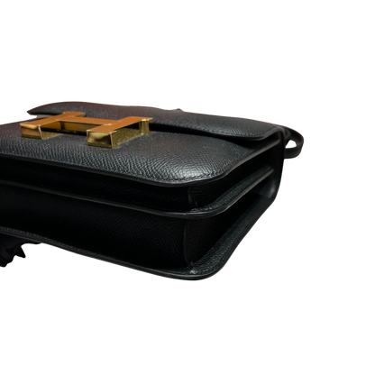 Brand New HERMES Epsom Constance Shoulder Bag Black Gold