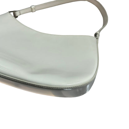 PRADA CLEO BRUSHED LEATHER SHOULDER BAG WHITE PHW [3001009]