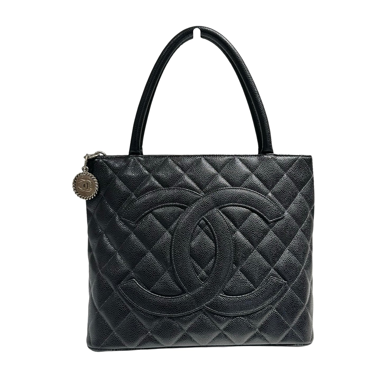 CHANEL BLACK GHW CAVIAR MEDALLION TOTE [3000273]