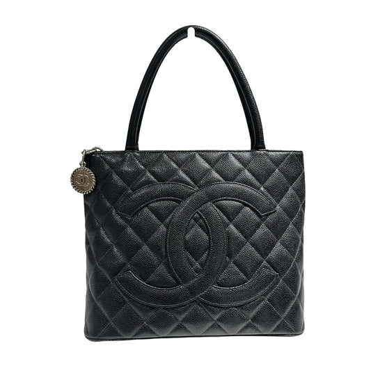 CHANEL BLACK GHW CAVIAR MEDALLION TOTE [3000273]