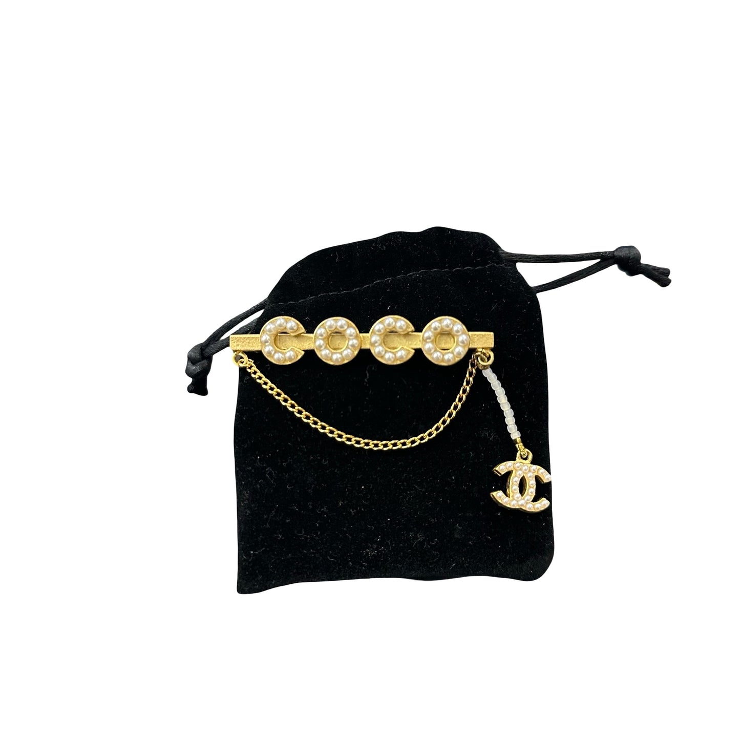 CHANEL VINTAGE COCO BROOCH WITH PEARLS [3001016]