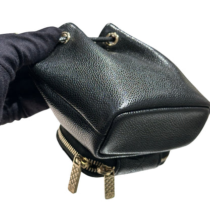 CHANEL MINI BUCKET SHOULDER BAG BLACK GHW CAVIAR SKIN [3001008]