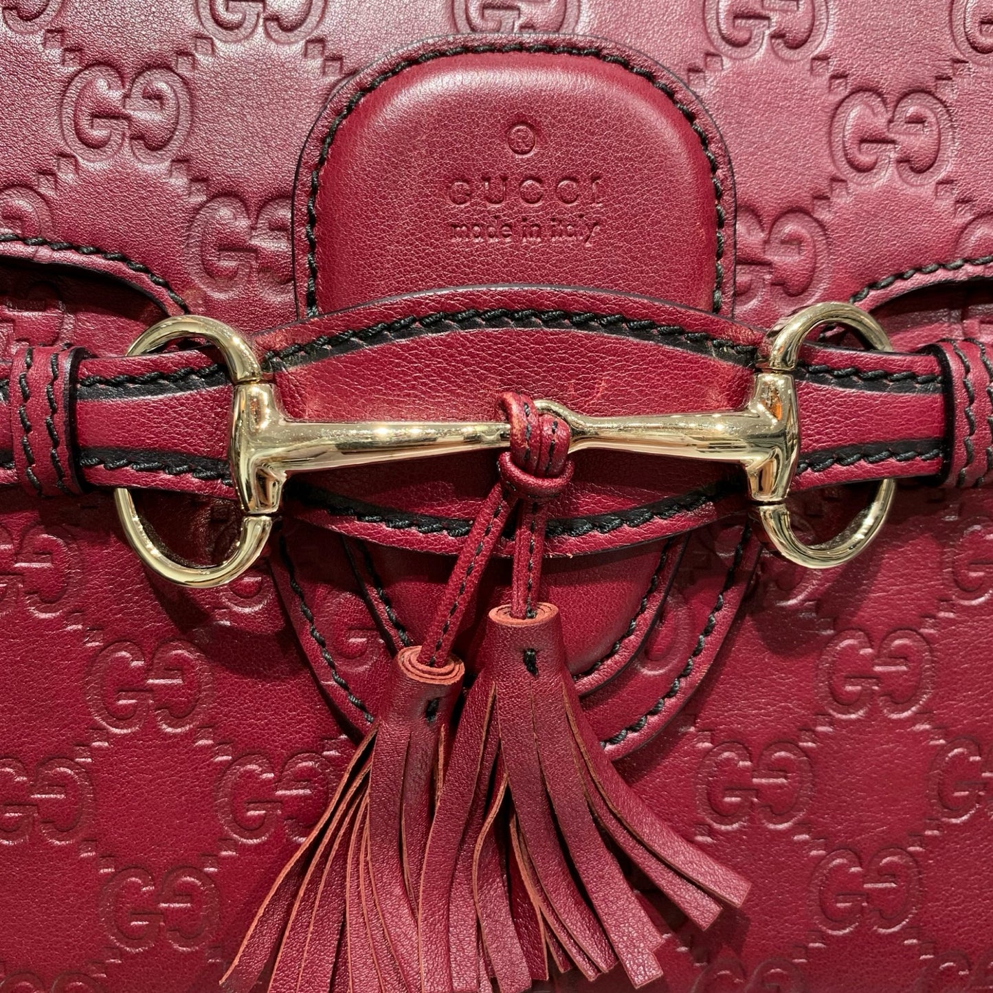 GUCCI GUCCISSIMA EMILY RED CALFSKIN PHW CHAIN SHOULDER BAG [A04201]