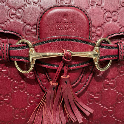GUCCI GUCCISSIMA EMILY RED CALFSKIN PHW CHAIN SHOULDER BAG [A04201]
