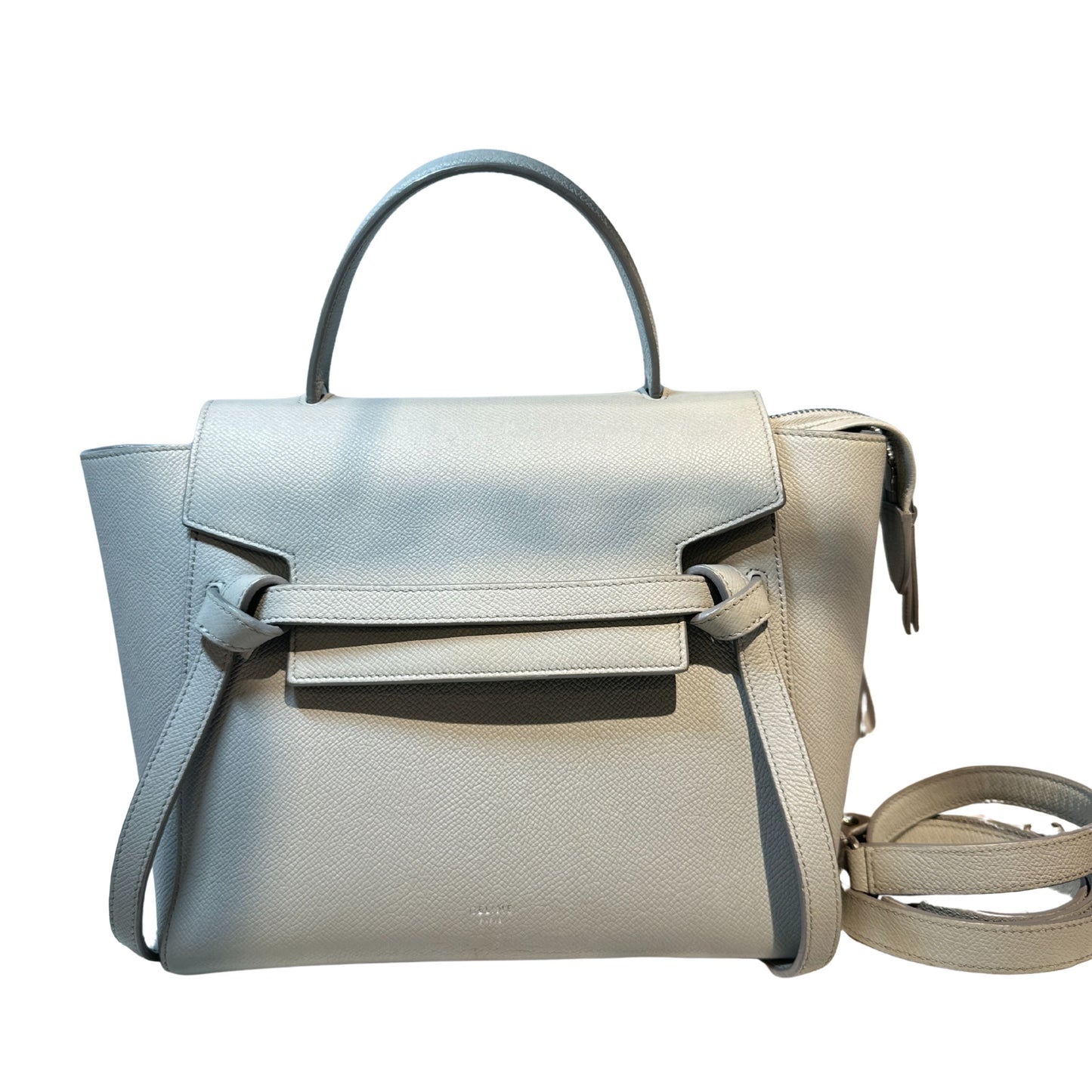 Used CÉLINE Belt Shoulder Bag Grey PHW