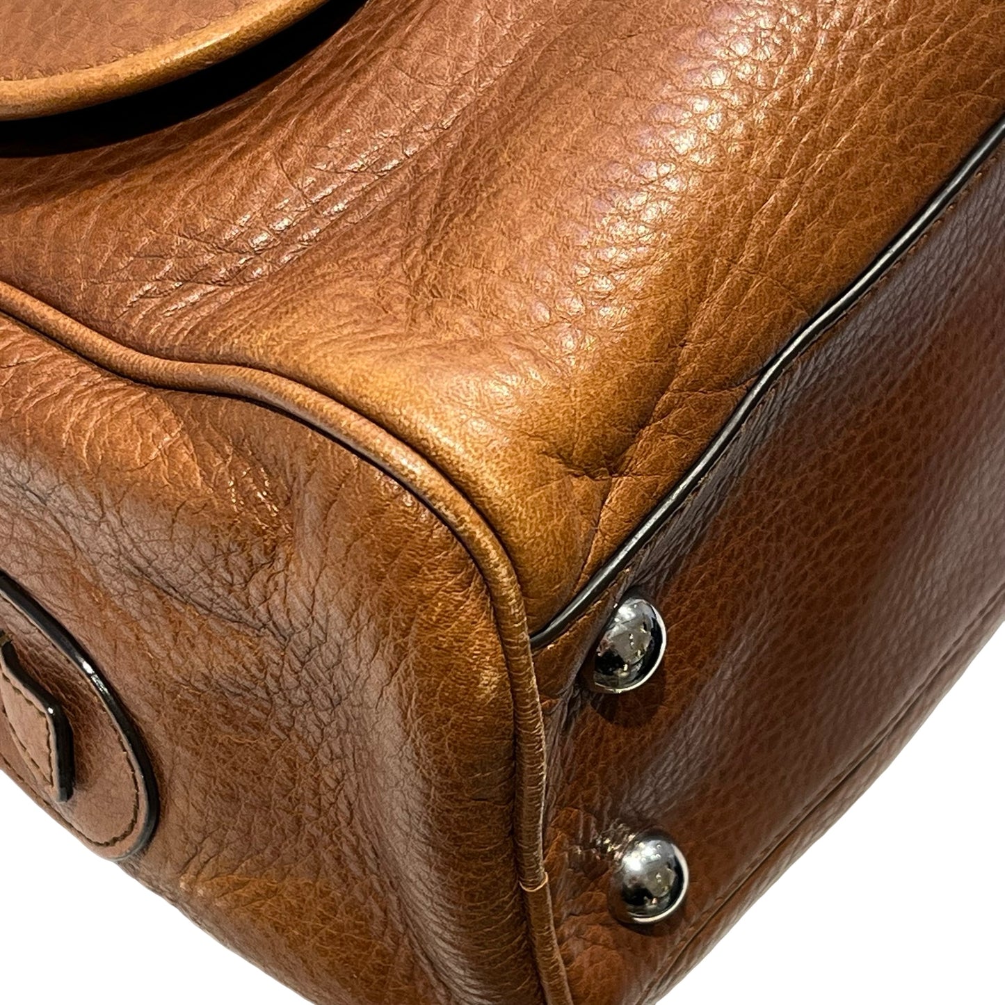 Used LOEWE Vintage Heritage Boston Handbag Brown PHW