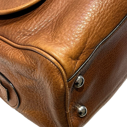 Used LOEWE Vintage Heritage Boston Handbag Brown PHW