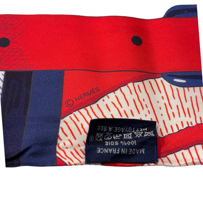 Used Hermès Silk Twilly Twilly Red Blue