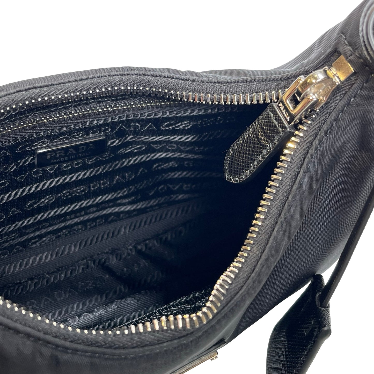 Used PRADA Re-Nylon Saffiano leather Re-Edition 2005 Shoulder Bag Black PHW