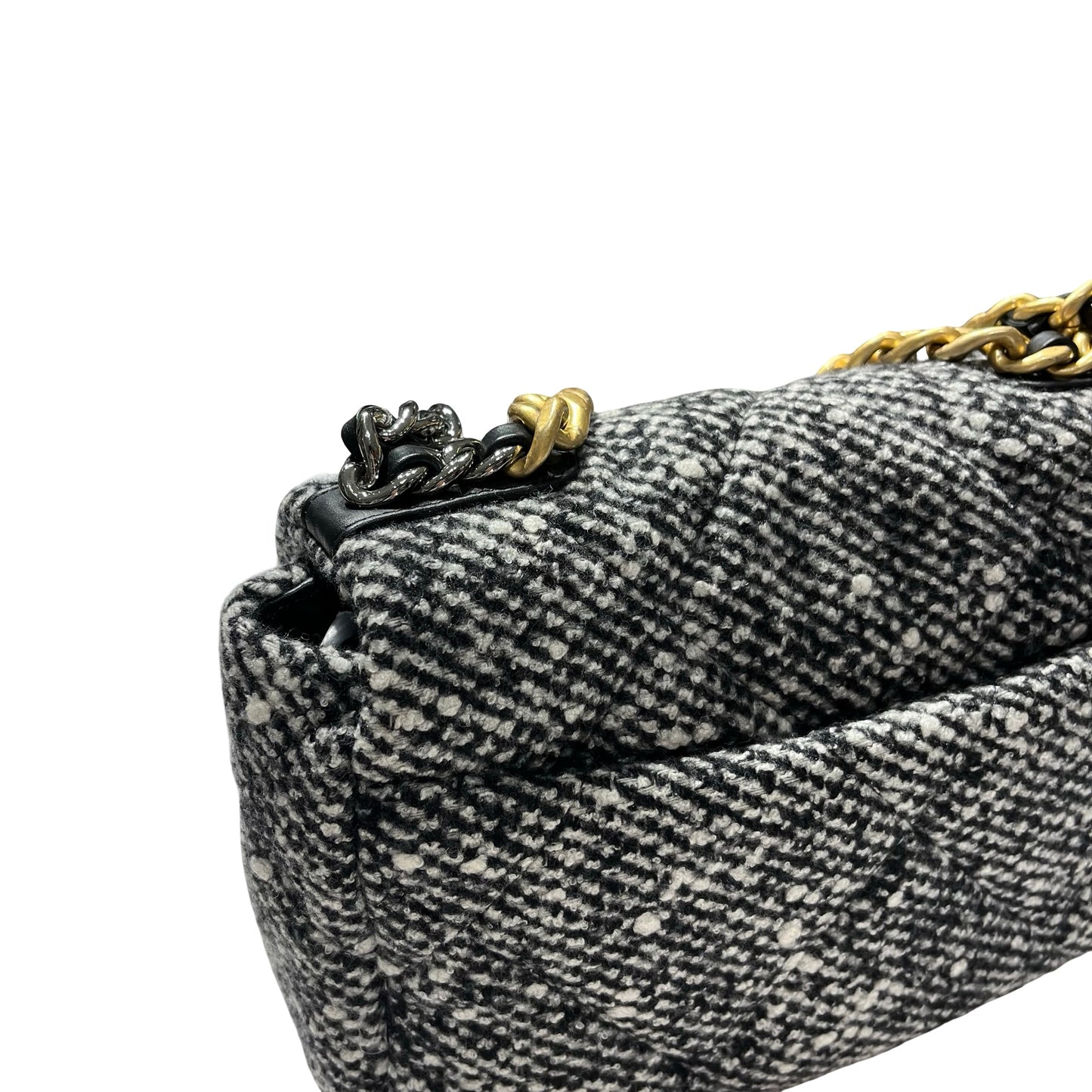 Used CHANEL Tweed Chanel 19 Handbag Black White
