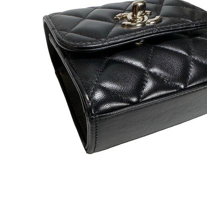 CHANEL Quilted Lambskin Trendy CC Square Clutch with Chain Mini Bag Black GHW