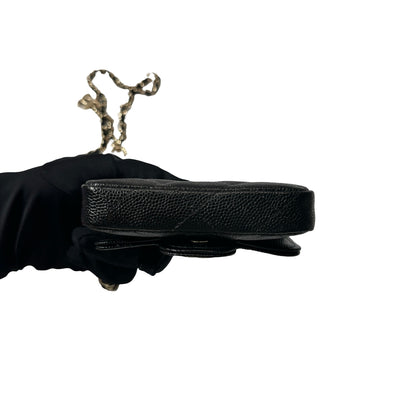 Used CHANEL Calfskin Leather Mini Bag Black PHW