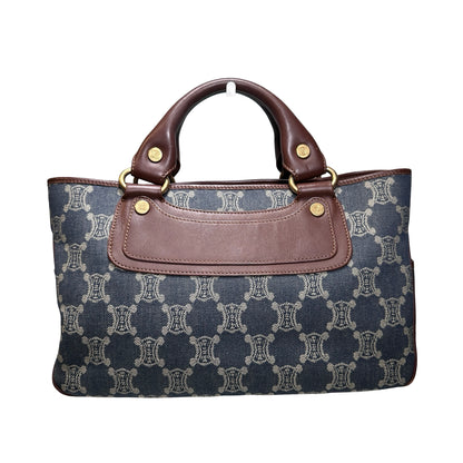 Used CELINE Canvas Vintage Handbag Blue Brown