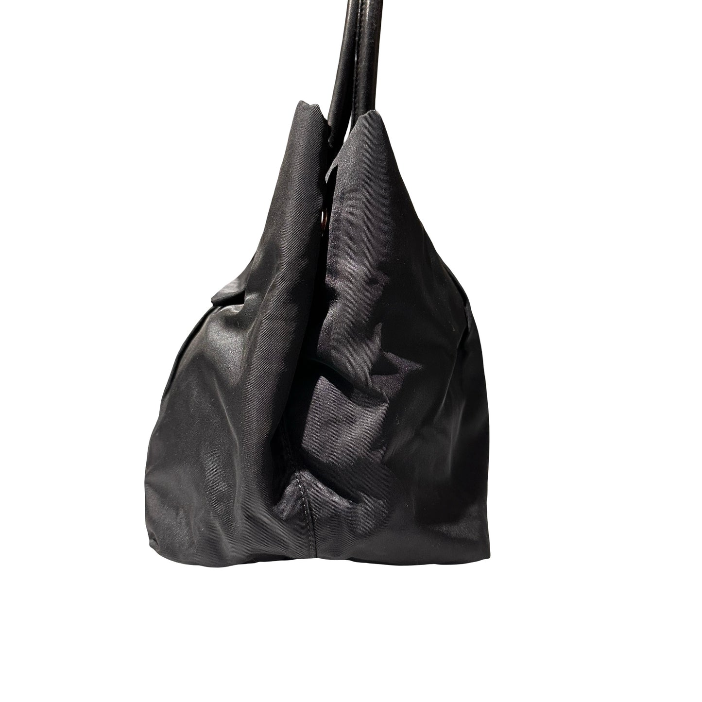 Used PRADA Nylon RIBBON Handbag Black GHW
