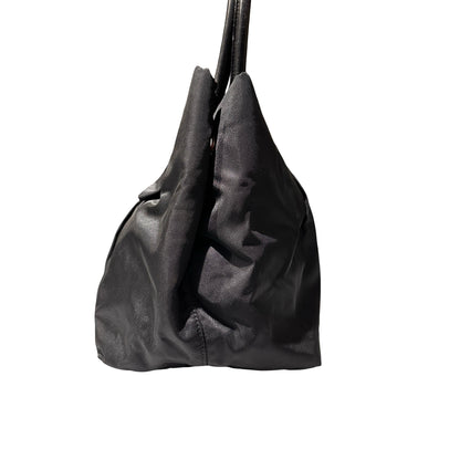Used PRADA Nylon RIBBON Handbag Black GHW