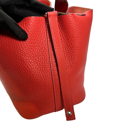 Used HERMES Calfskin Leather Picotin Clutch Pink