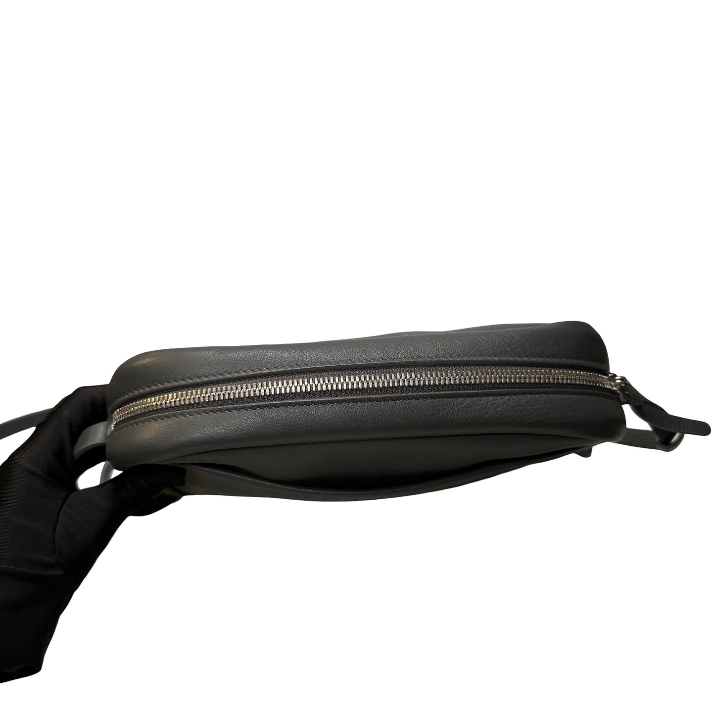 Used BALENCIAGA Calfskin Leather Crossbody Cross Body Bag Black PHW