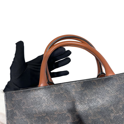 Used CELINE Calfskin Leather Triomphe Cabas Tote Brown