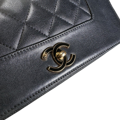Used CHANEL Quilted Caviar Diana Flap Chain Shoulder Bag Black GHW