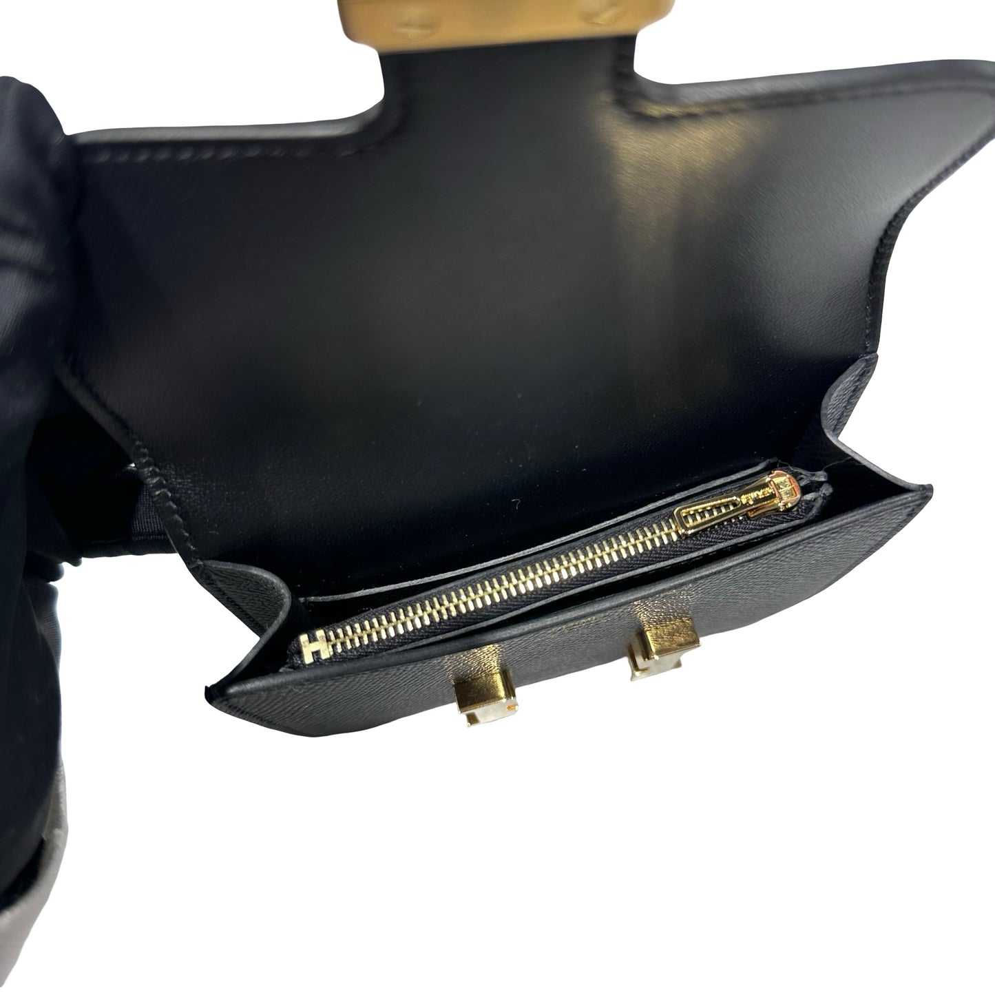 Used HERMÈS Calfskin Leather Constance Slim Cross Body Bag Black GHW