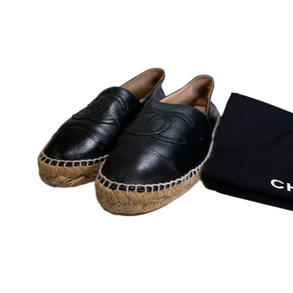Used CHANEL Lambskin Espadrilles Shoes Black