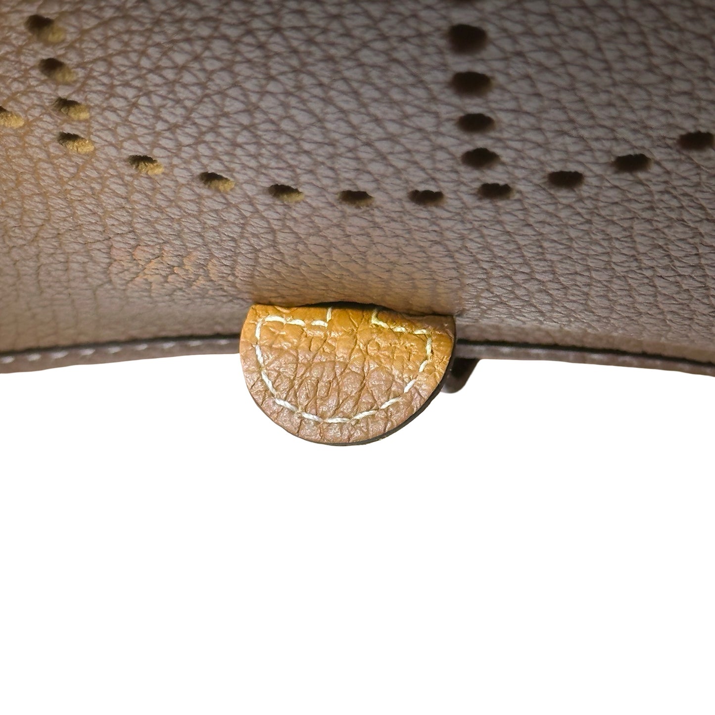 Used HERMES Clemence Leather Evelyne Crossbody Bag Brown GHW