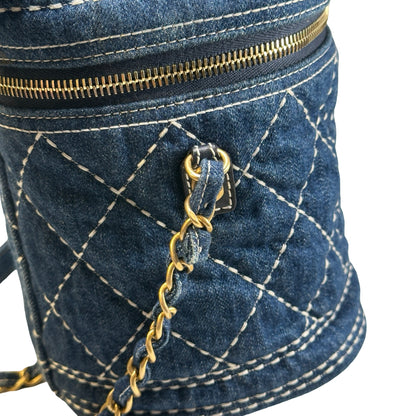 Used CHANEL Denim Bucket bag Cross body bag Denim blue