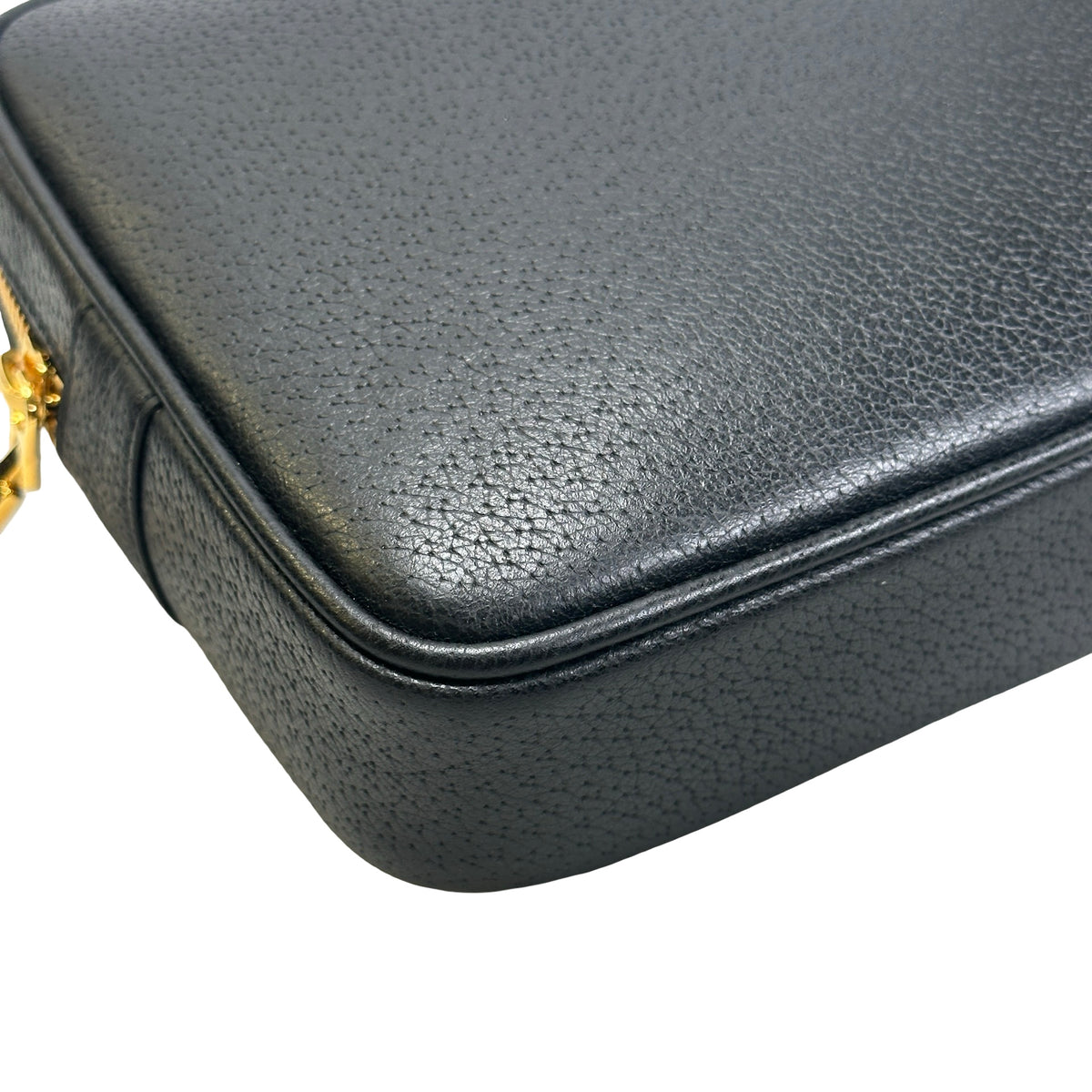 VERSACE Pebbled Leather Medusa Camera Bag Camera Bag Black Gold
