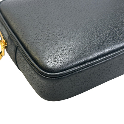 VERSACE Pebbled Leather Medusa Camera Bag Camera Bag Black Gold