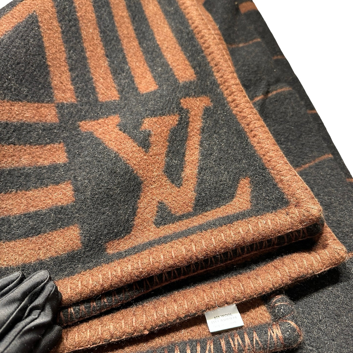 Used LOUIS VUITTON Stripes Blankety Scarf Brown Navy