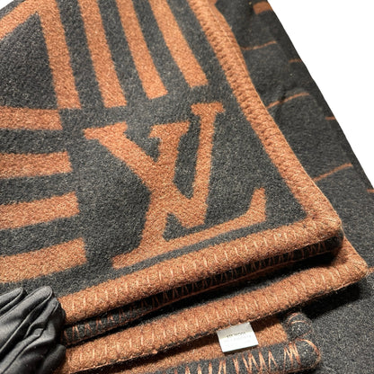 Used LOUIS VUITTON Stripes Blankety Scarf Brown Navy