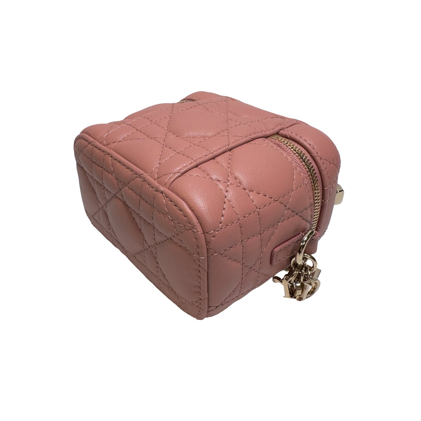 Used DIOR Lambskin Leather Vanity bag Vanity case Pink