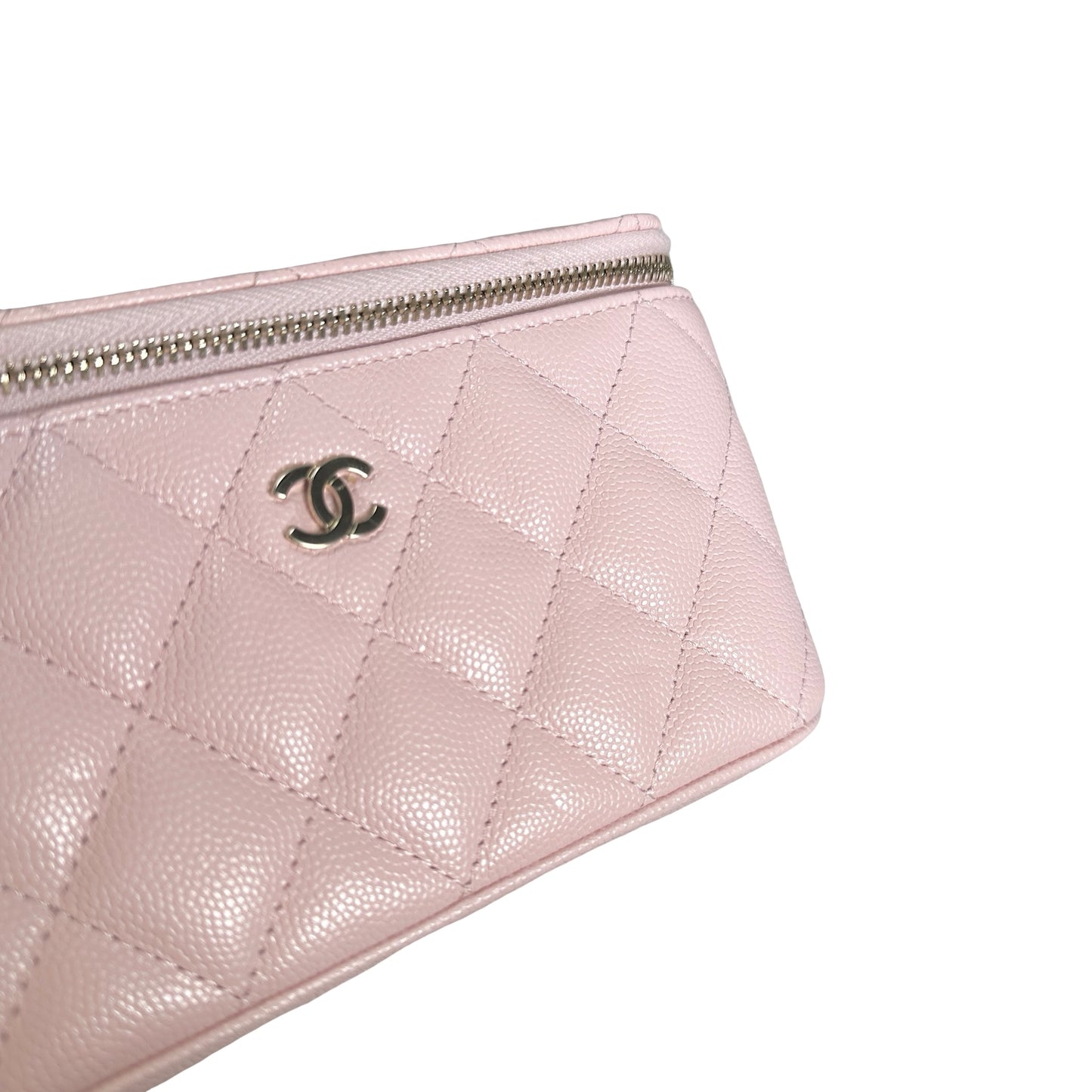 Used CHANEL Quilted Caviar Long Vanity Case Vanity case Pink