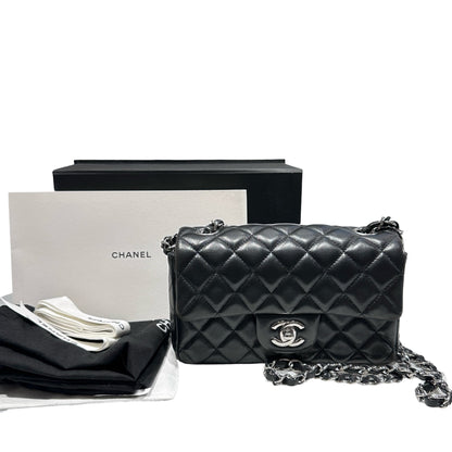Used CHANEL MINI FLAP 20 CM Shoulder Bag Black PHW