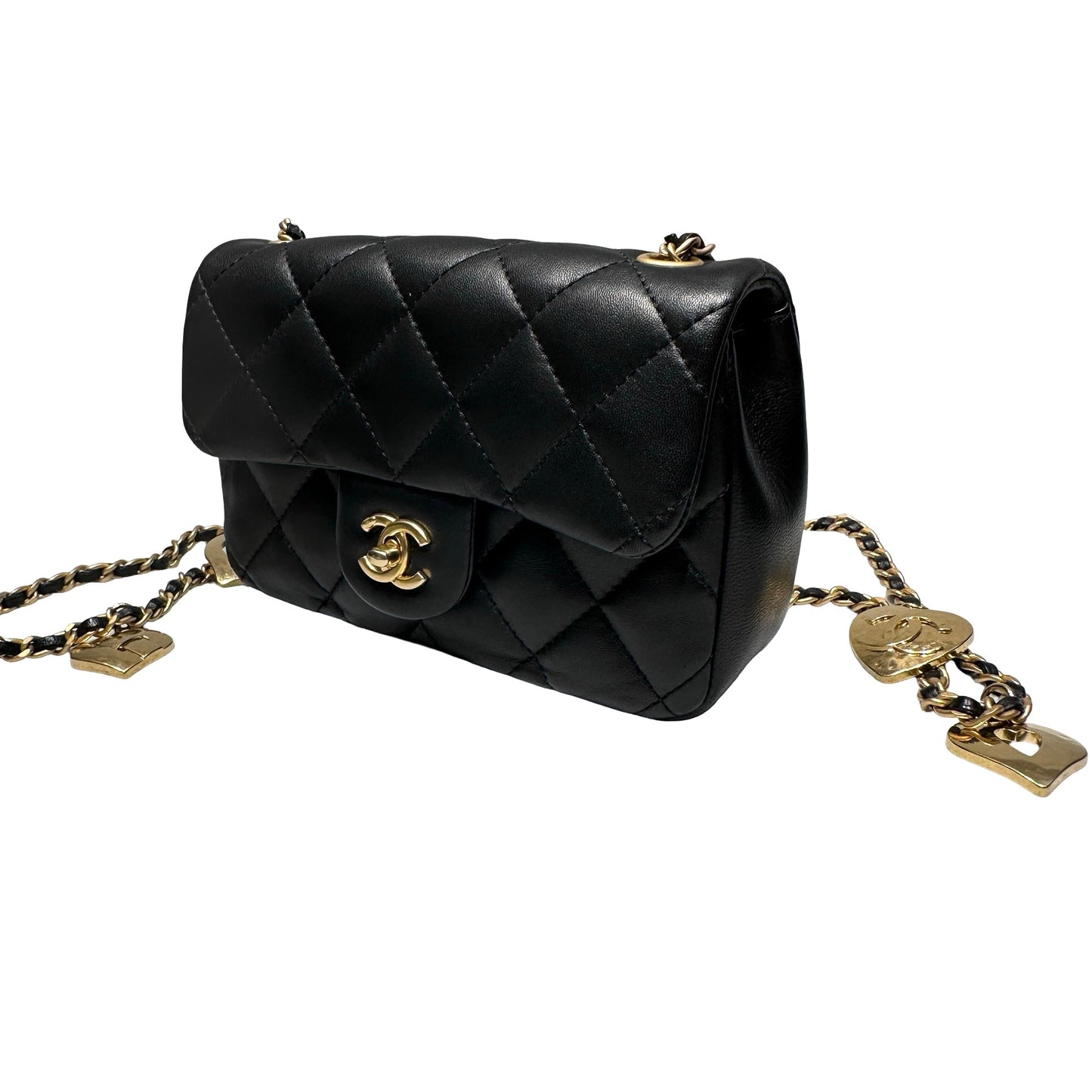 Used CHANEL Mini flap 17cm Chain Shoulder Bag Black GHW