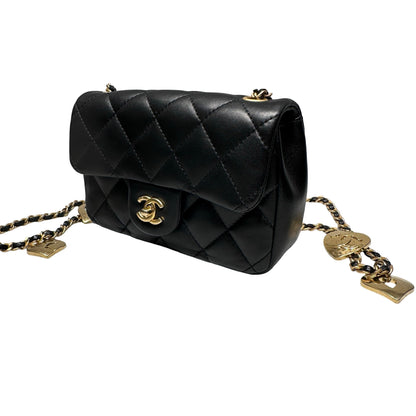 Used CHANEL Mini flap 17cm Chain Shoulder Bag Black GHW